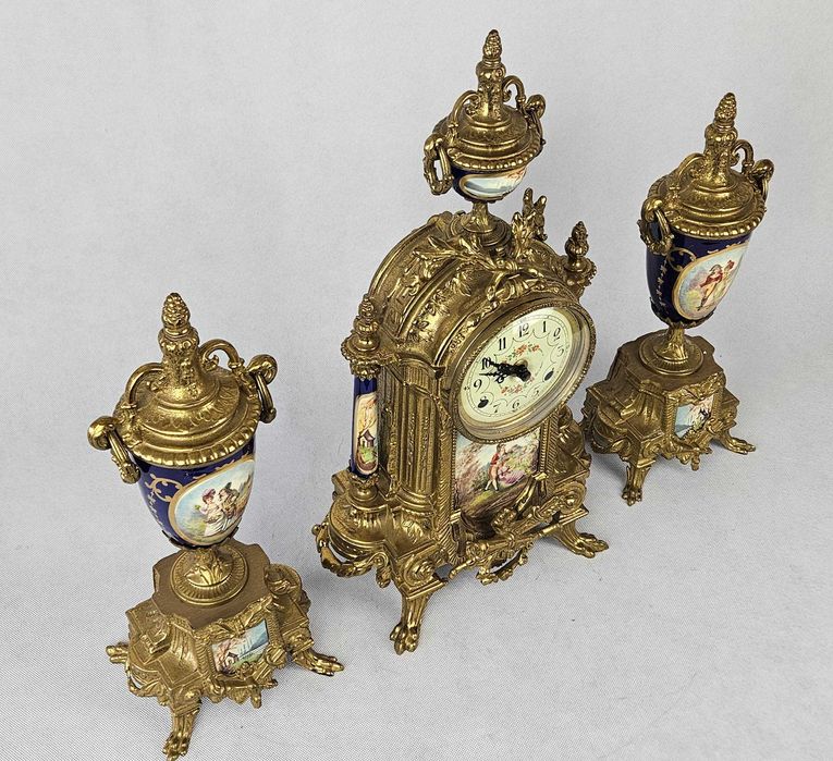 Piękny mosiężny zegar + amfory IMPERIAL - Włochy