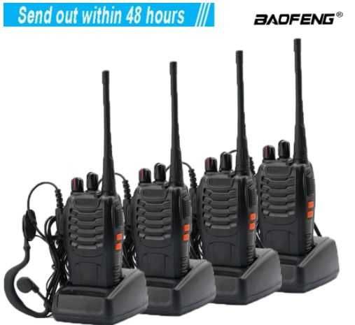 Pack 4x Walkie Talkies - Intercomunicadores Rádio + Acessórios - NOVOS