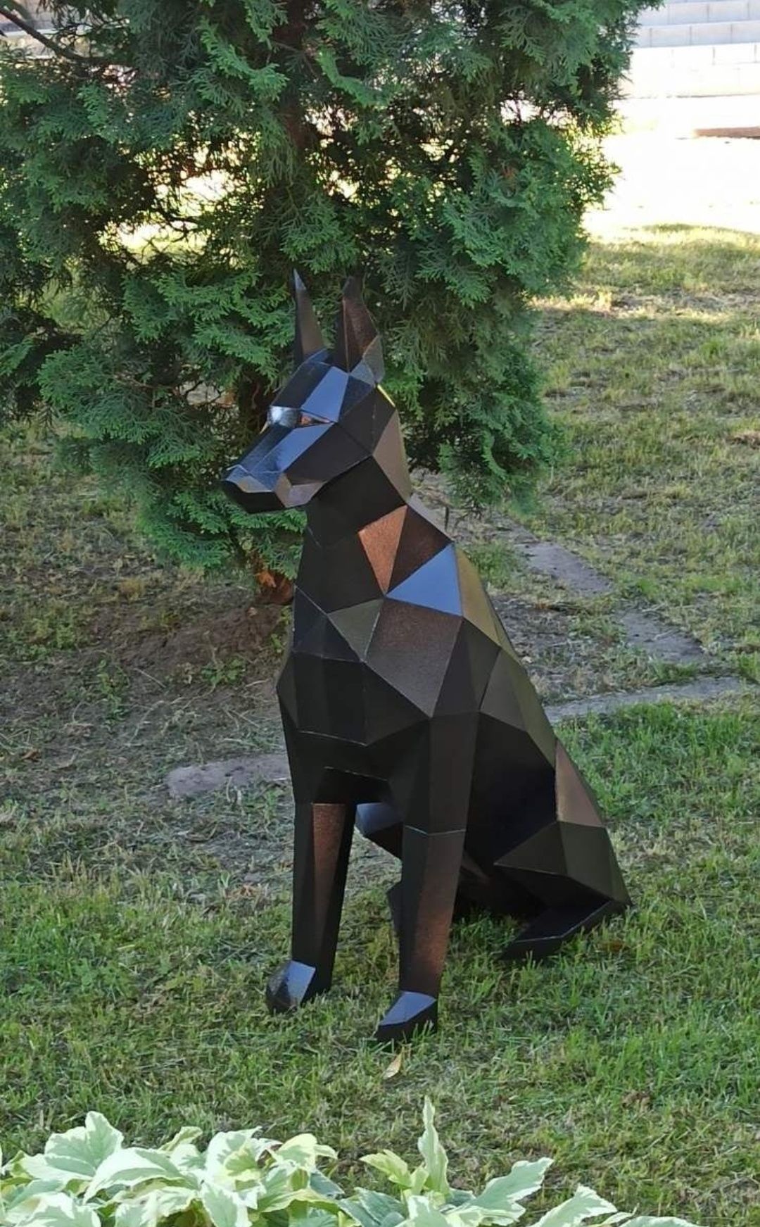 Конструктор из картона доберман собака 3D садовая фигура
