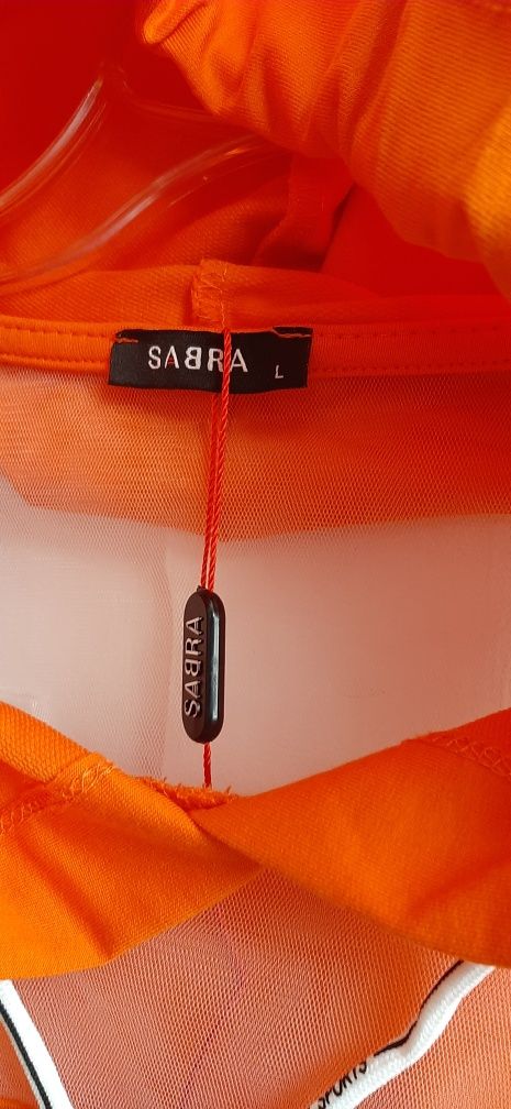 Sabra bluza pomarańcz siatka unikatowa s wyjątkowa l M oversize lampa