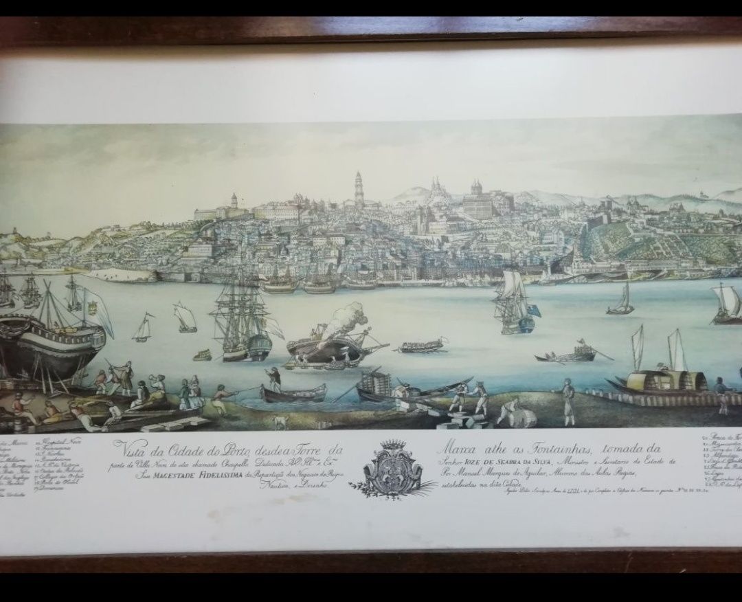 Quadro antigo "Vista da cidade do Porto [...]"