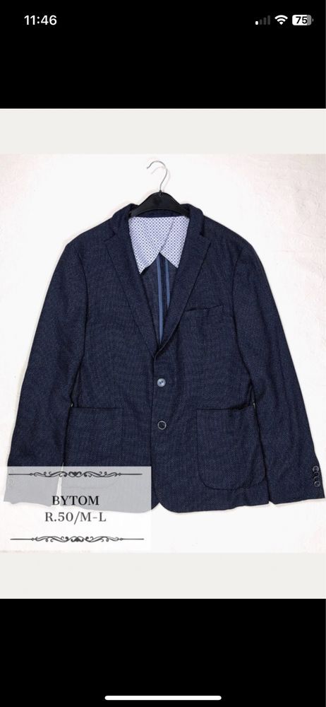 Elegancka Granatowa Marynarka Wzorzysta | Bytom | Rozmiar 50