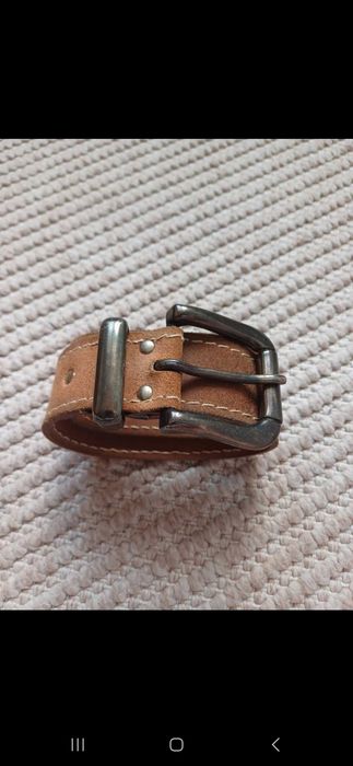 Skórzany brązowy pasek do spodni