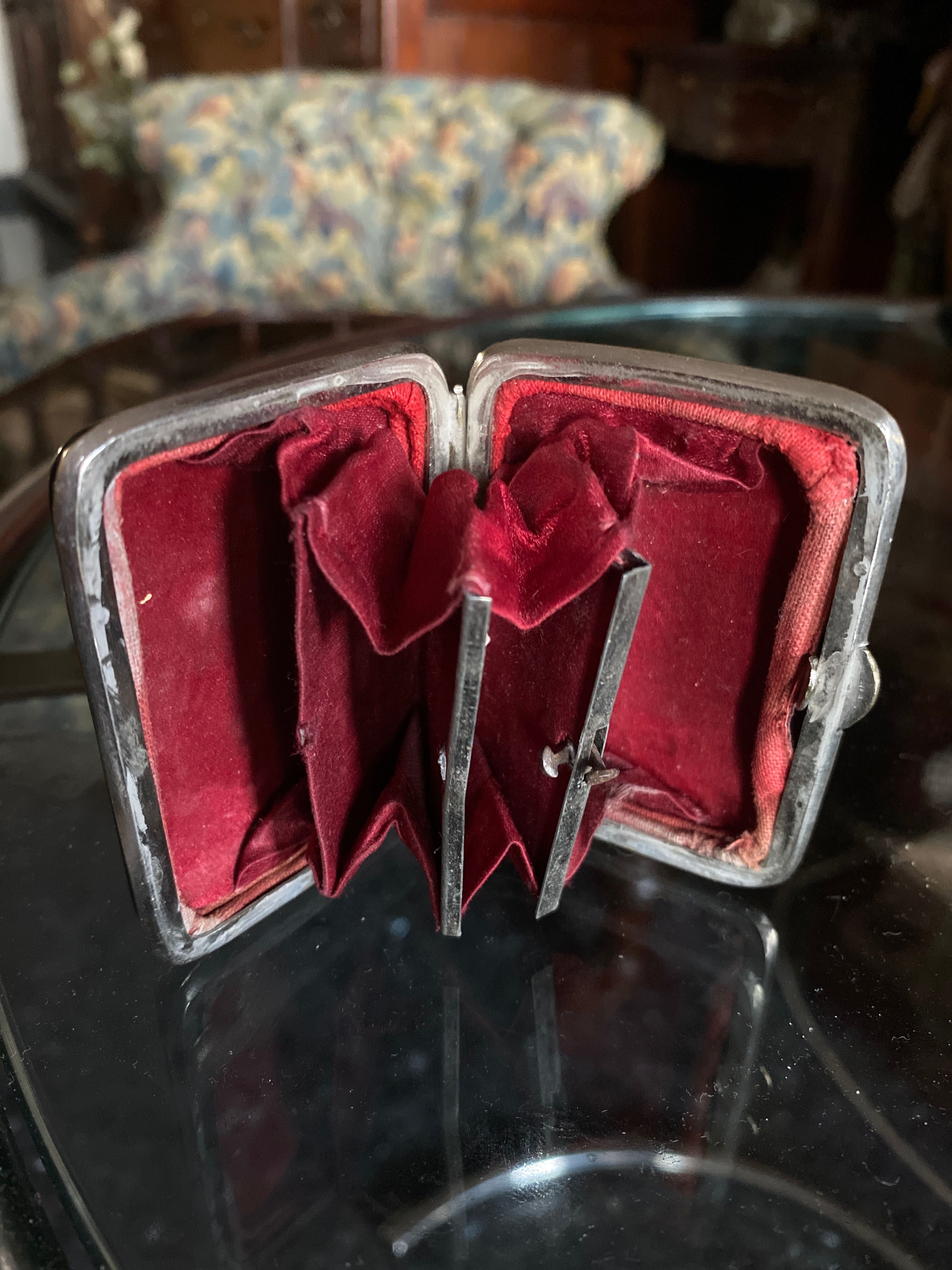 Porta-moedas Napoleão embutidos em prata Séc XIX 6,6 cm