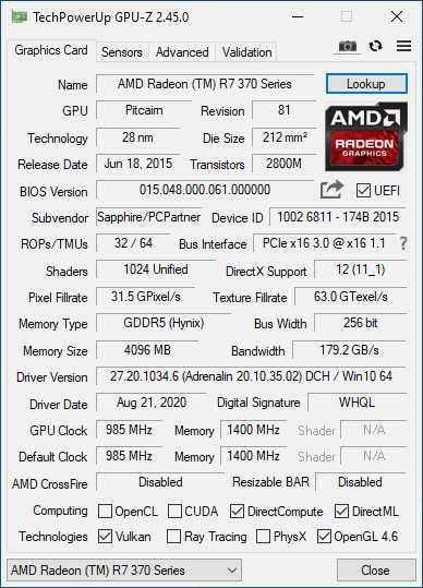 Sapphire Radeon r370 4GB
