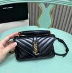 Saint Laurent College Shoulder BagMatelasse Monogram Large Black