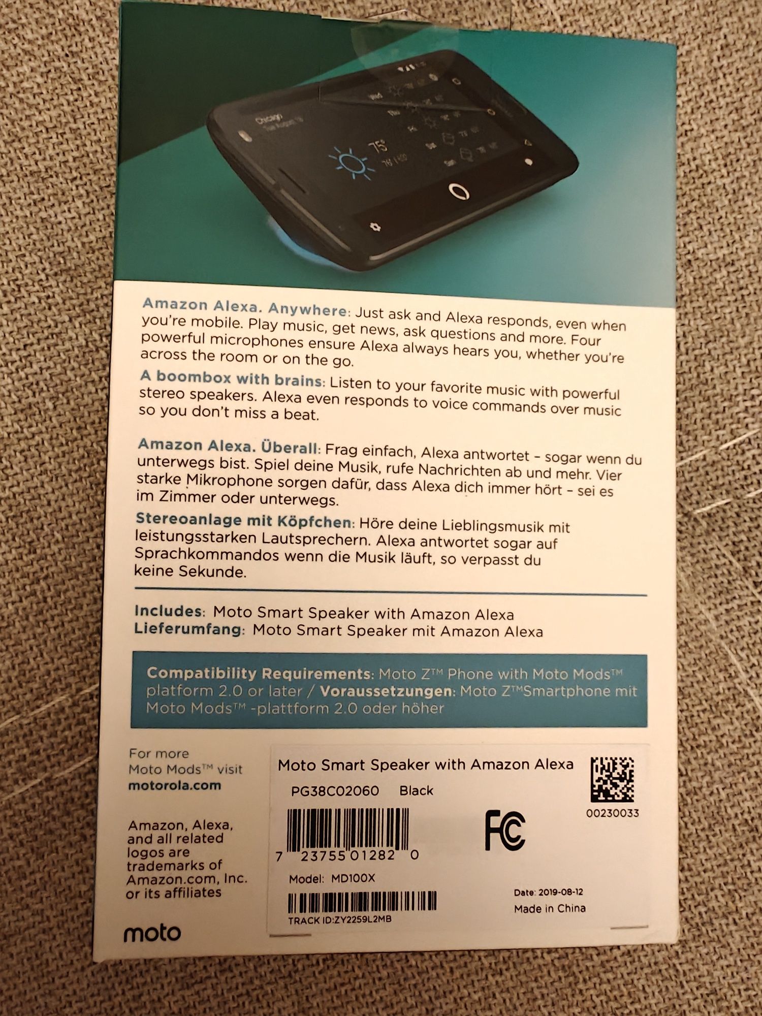 Motorola Moto Smart Speaker Amazon Alexa