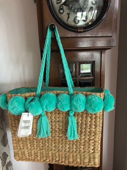 Koszyk plażowy nowy duży XXL zielony miętowy turkusowy premium okazja