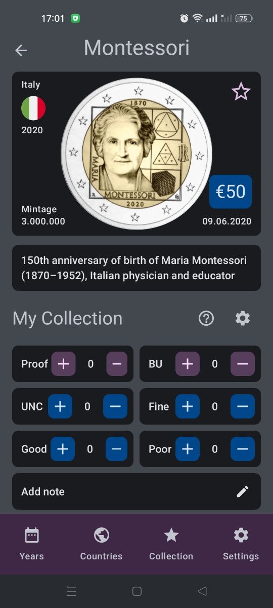 Moeda comemorativa de 2 euros Montessori