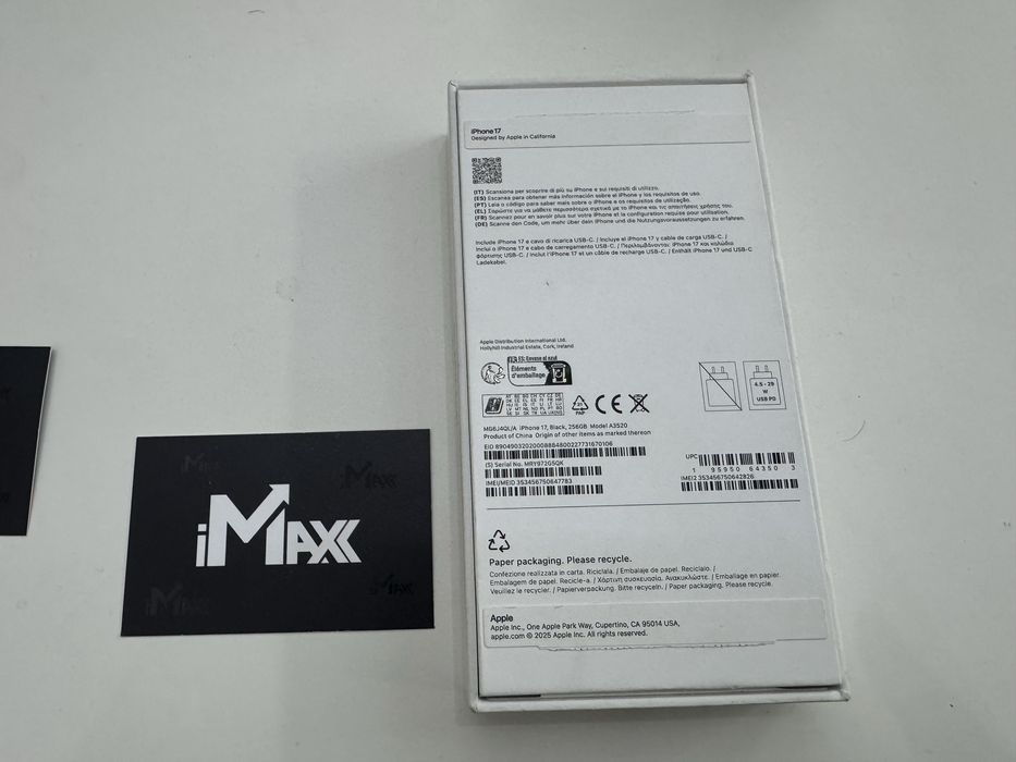 iPhone 17 256Gb Black Європа Фізична Сім Неверлок 880€