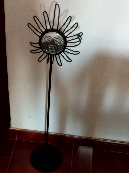 Porta velas figura Sol em ferro forjado
