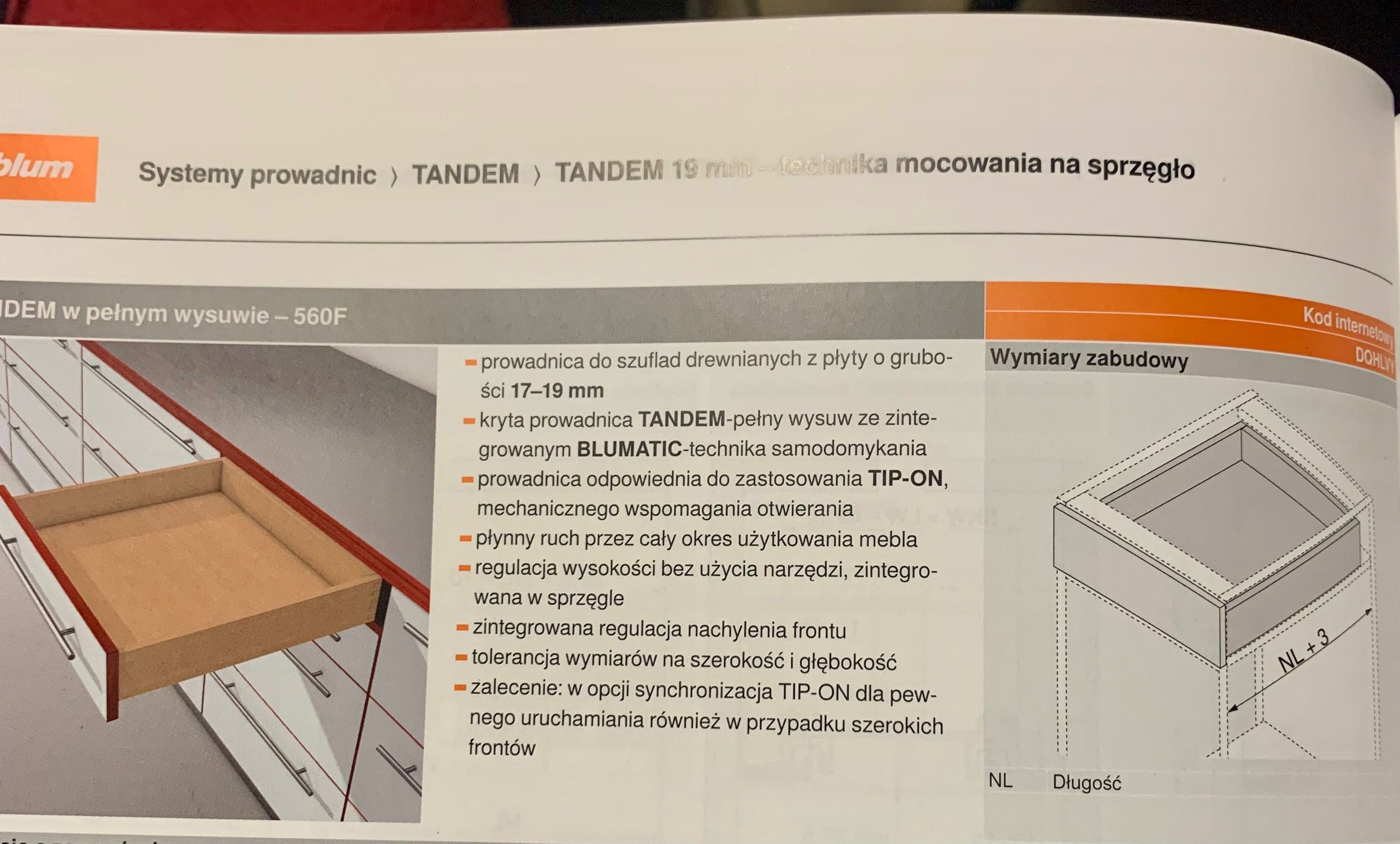 BLUM Prowadnica TANDEM  Tip-On 350 mm-2 kompleta