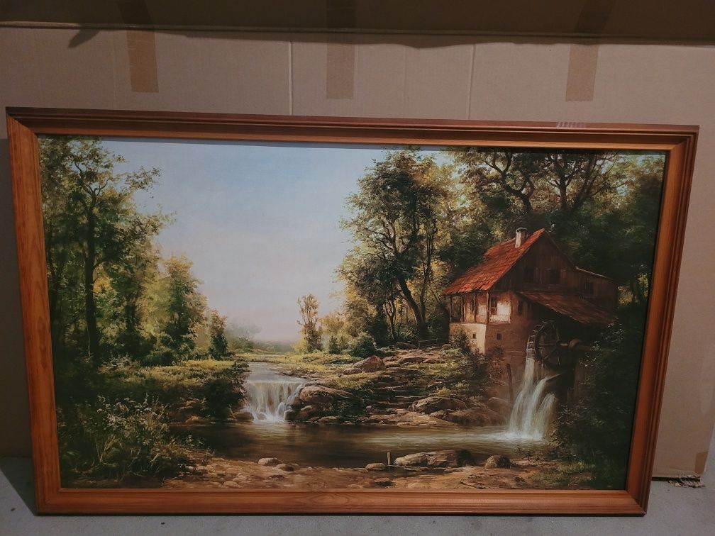 Obraz duzy dom nad potokiem