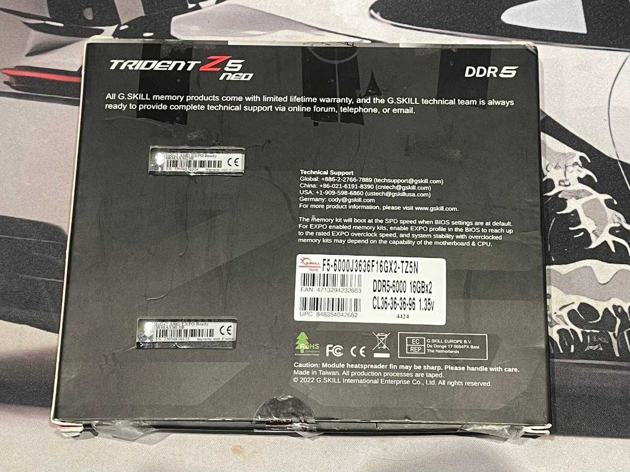 Оперативна памʼять DDR5 G.Skill 32gb 2x 16gb 6000mhz CL36 Hunix M-die