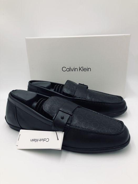 Oryginalne Mokasyny Męskie czarne CK Calvin Klein skórzane 45 Nowe skó
