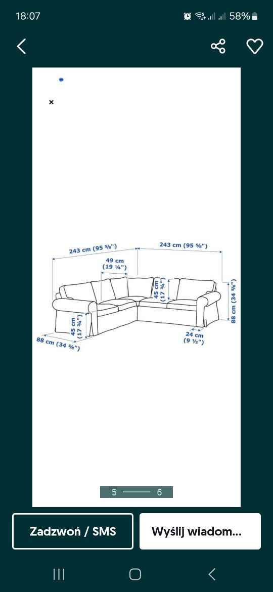 IKEA Ektorp rogówka,  sofa