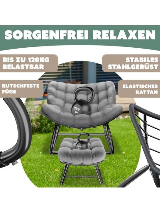 Fotel bujany z podnóżkiem do wewnątrz i na zewnątrz