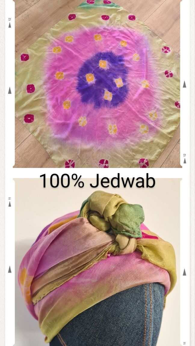 Chusta Apaszka Szal jedwabny. 100% Jedwab. Kwadratowa