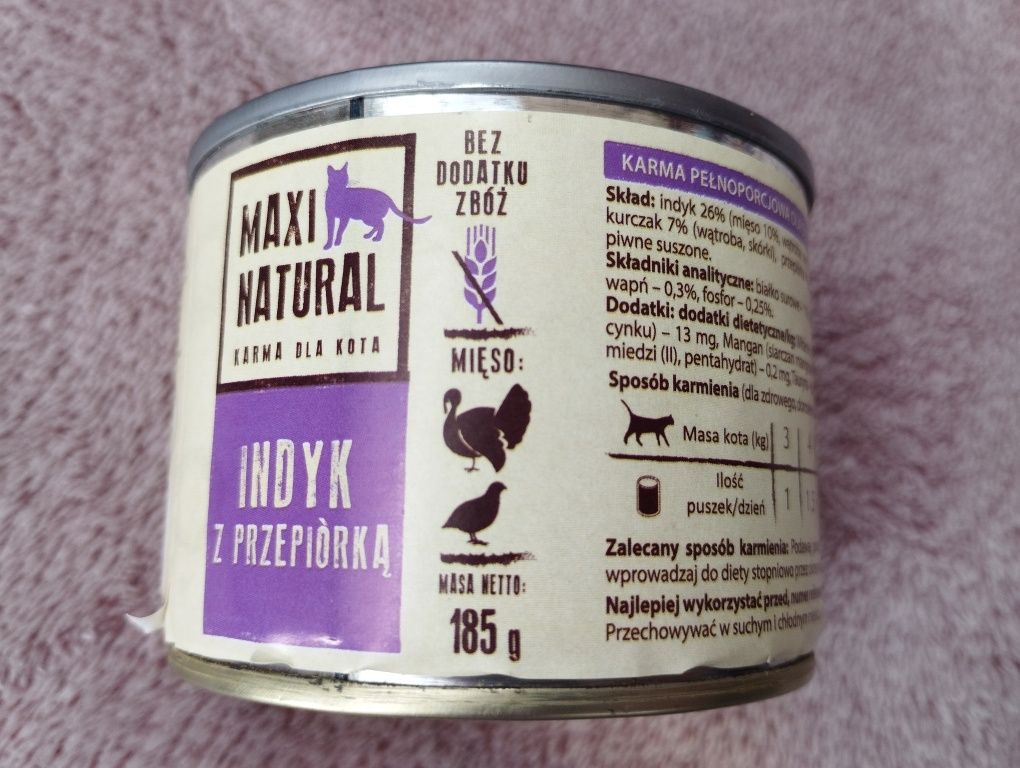 Maxi natural indyk z przepiórką karma mokra 185g