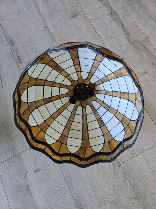 Szklana witrażowa lampa sufitowa, klosz, żyrandol