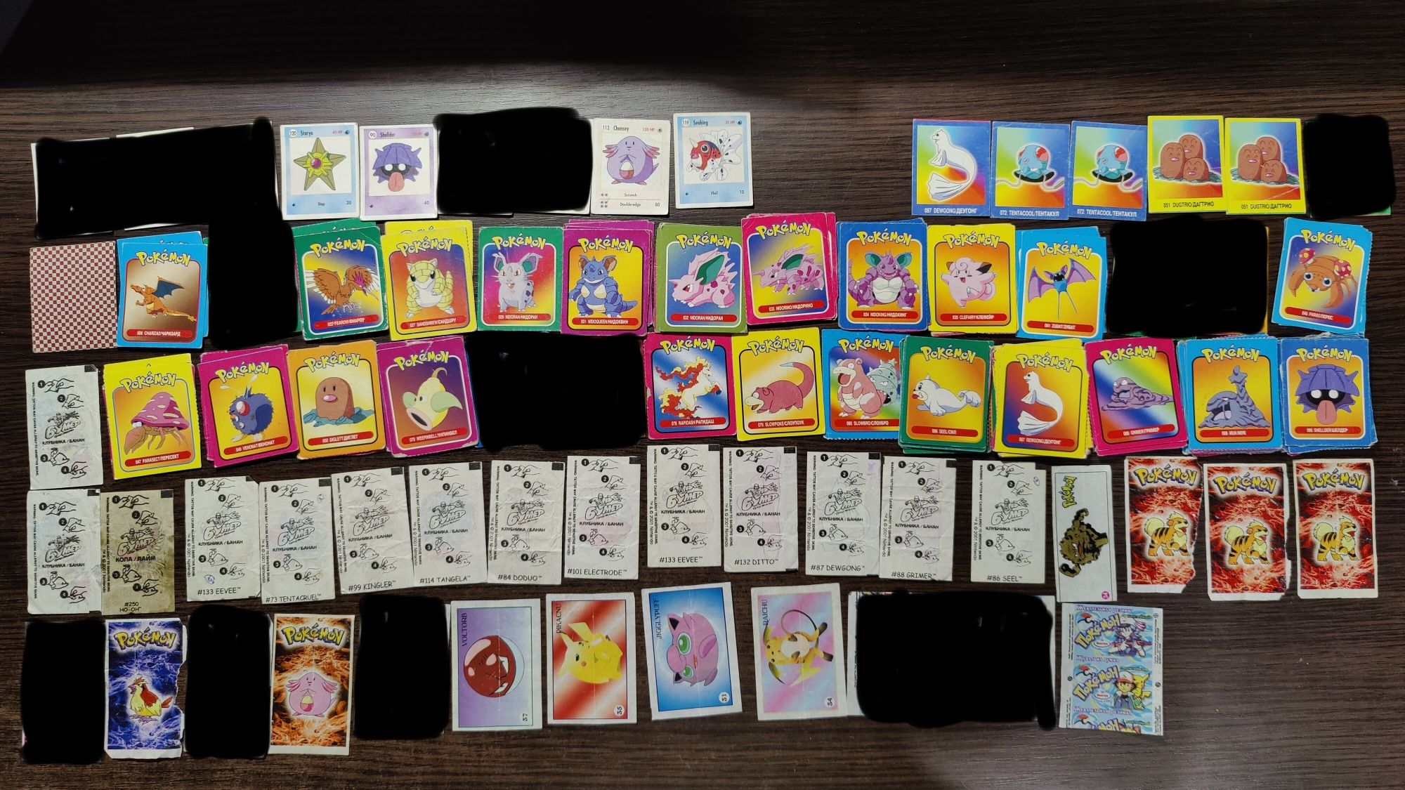 Наклейки, вкладыши, карточки, татушки Pokemon Покемон из 90-х и 00-х