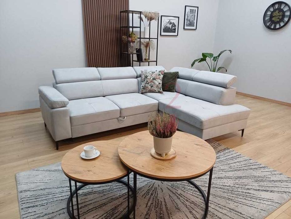 Narożnik Rimo USB Kanapa Sofa Rogówka do salonu, Rozkładana +GRATIS