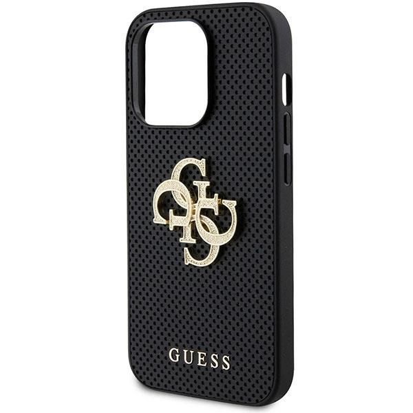 Etui Guess Leather Perforated 4G Glitter Na iPhone 15 Pro Max - Czarny