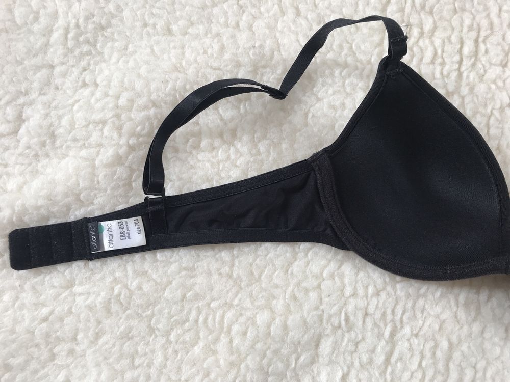 Czarny biustonosz push-up różyczka Atlantic 70A vintage