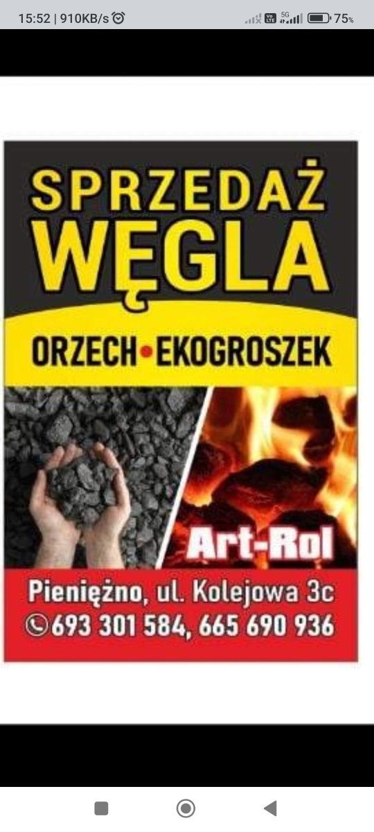 Węgiel Ekogroszek 27 Mj/ Kostka/  luz Transport Gratis