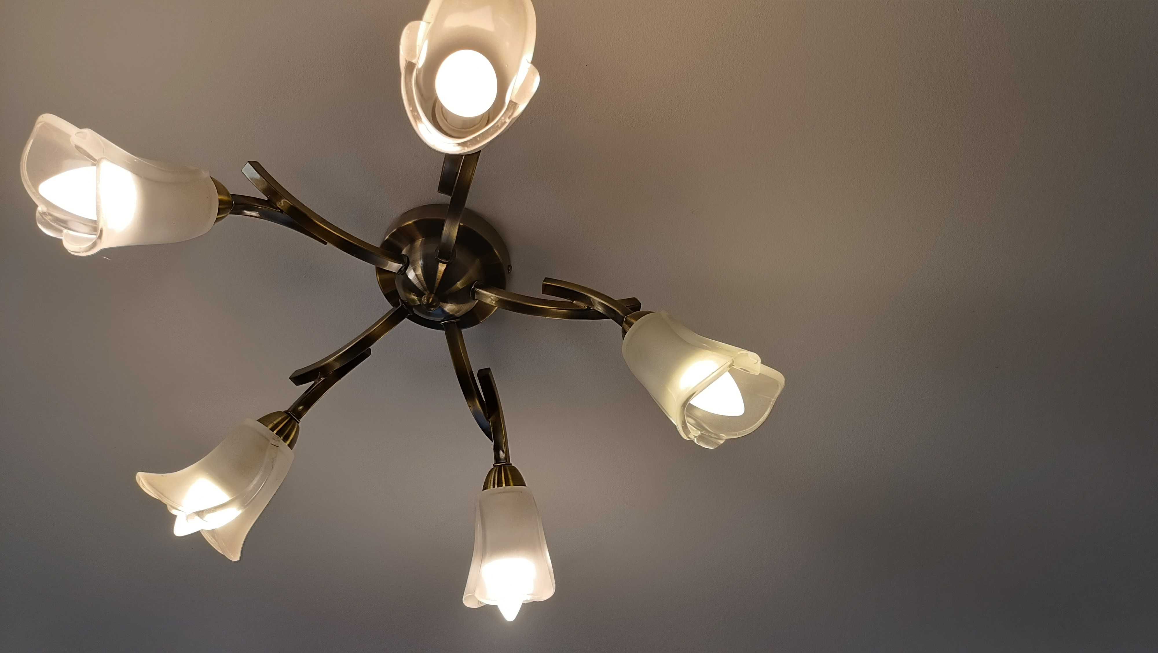Lampa sufitowa antyczny mosiądz plus kinkiet