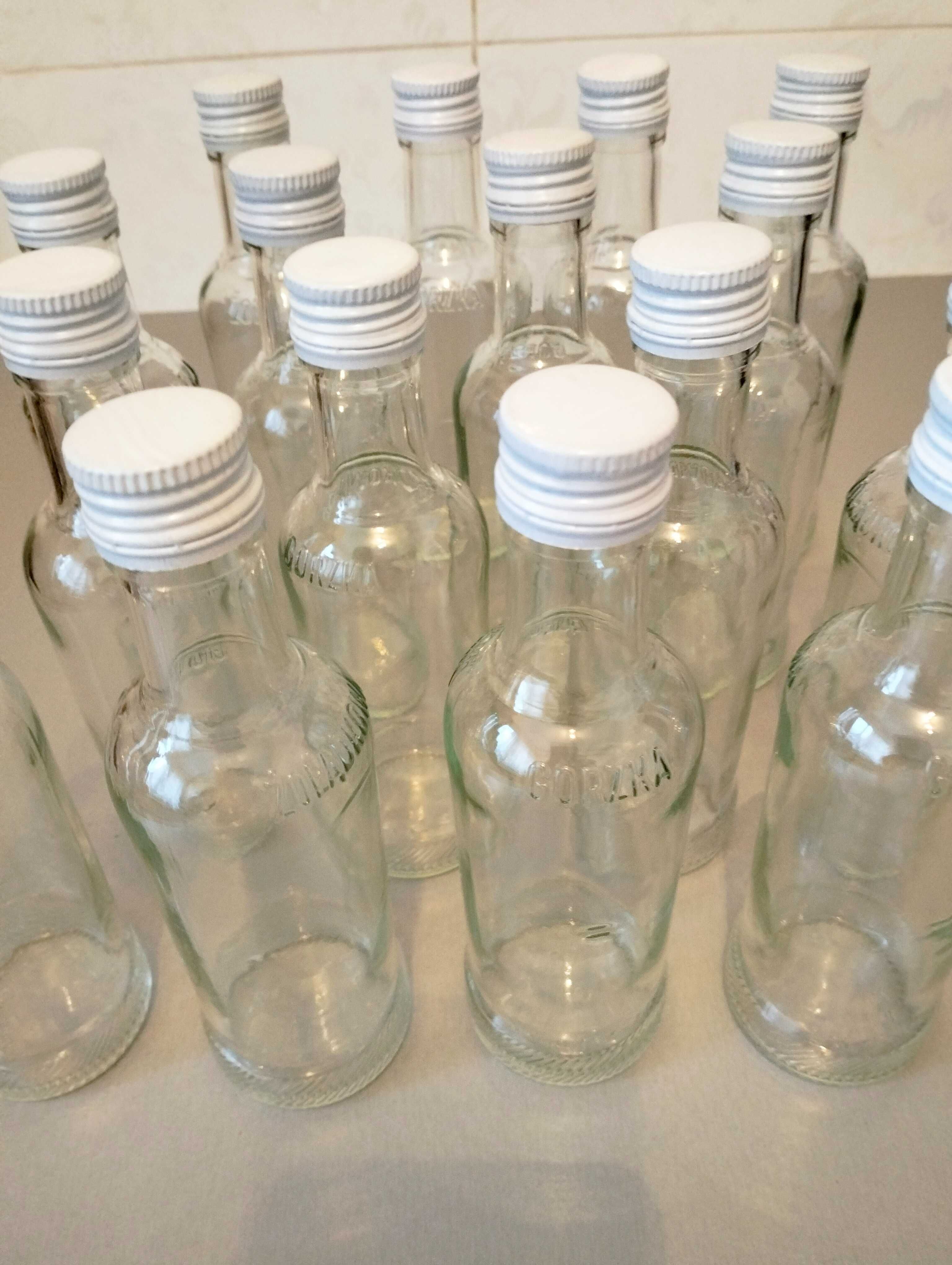 Butelki szklane 200 ml dwusetki plus zakrętki białe