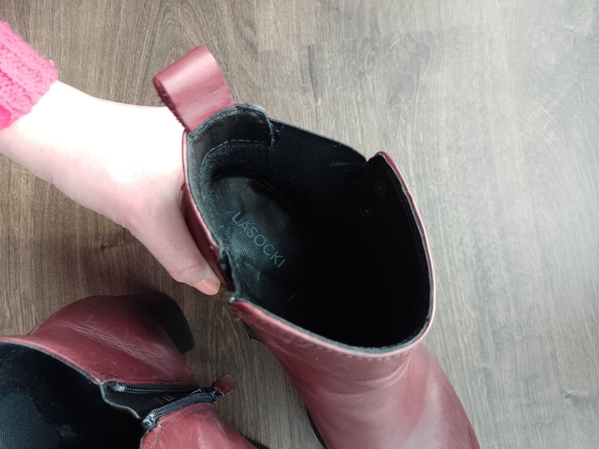 Buty botki na obcasie Lasocki skórzane skóra
