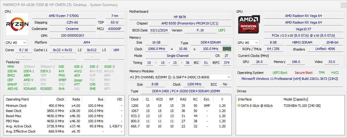HP Omen 25L Desktop Gaming MOD / Ryzen 7 / Vega 64