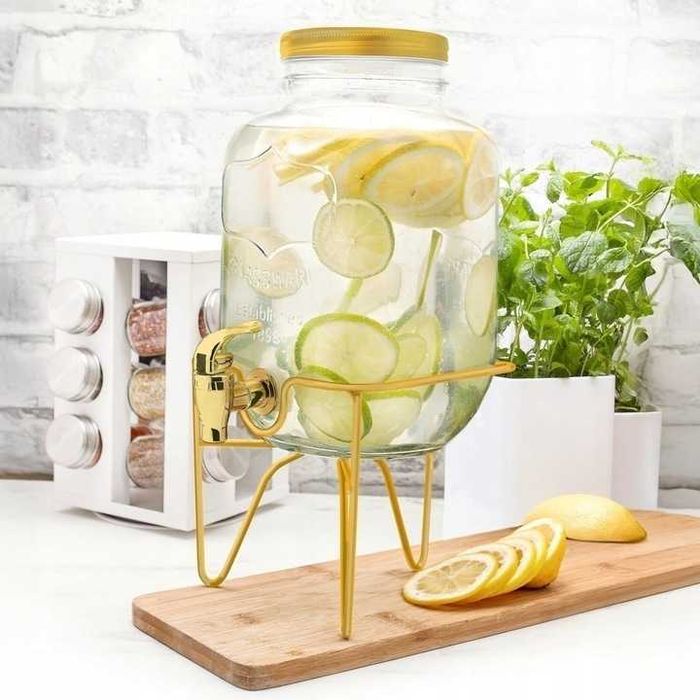 Słoik Z Kranikiem I Stojakiem Lemoniadę Wodę Tadar Don Griffo Gold 4 L