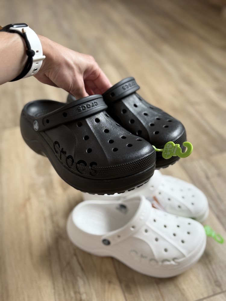 Crocs baya platform clog крокси на платформі 36 37 38 39 білі чорні
