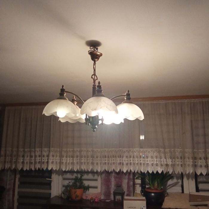 Żyrandol mosiężny PRL antyk vintage kolekcja wystrój