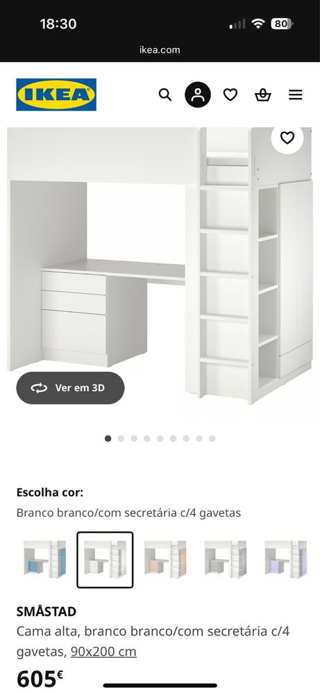 Cama andar com guarda roupa e secretaria