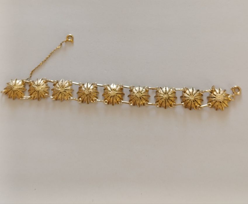 Pulseira vintage de prata dourada