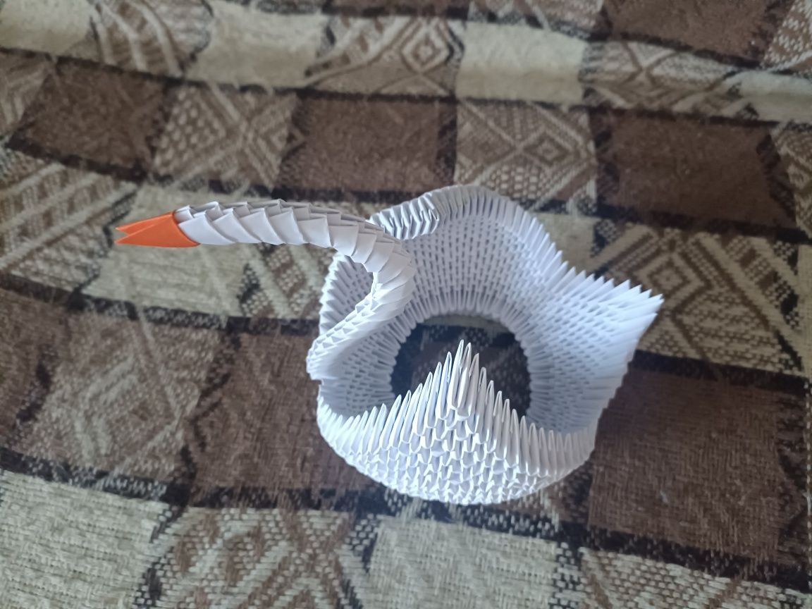 Duży Łabędź Biały Origami Modułowe 3D