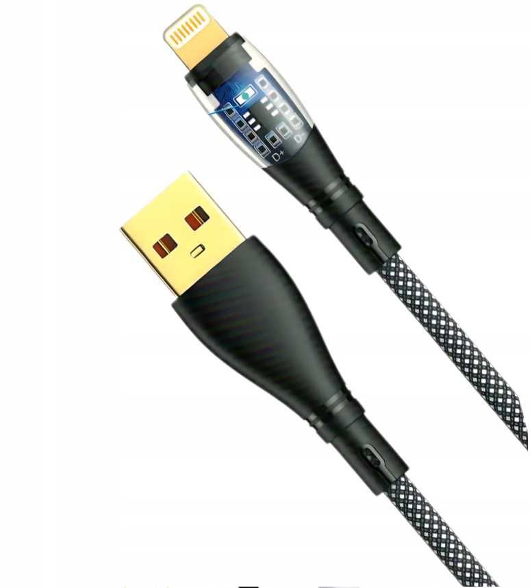 Kabel USB – Lightning Quick Sync z diodą LED 2.4A szary 1m