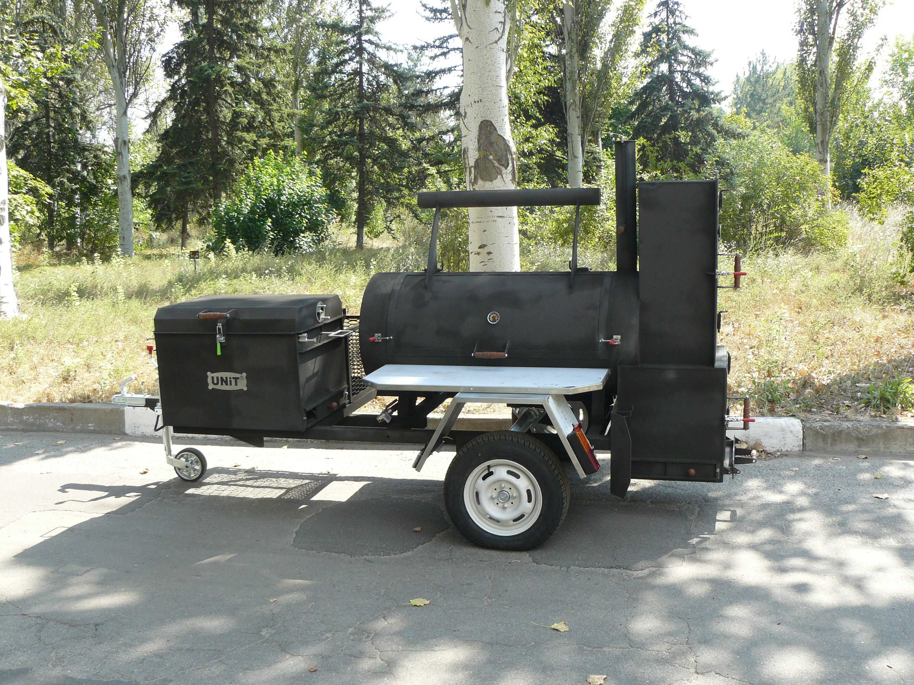 Смокер-трейлер, пересувний гриль, BBQ, коптильня, смокер, причіп