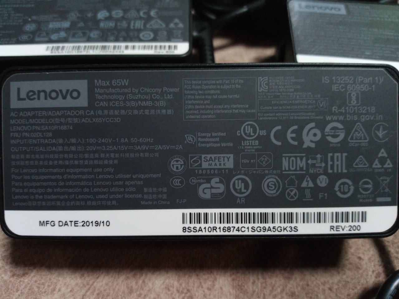 Lenovo Type C 65W оригінал блок живлення зарядне питания