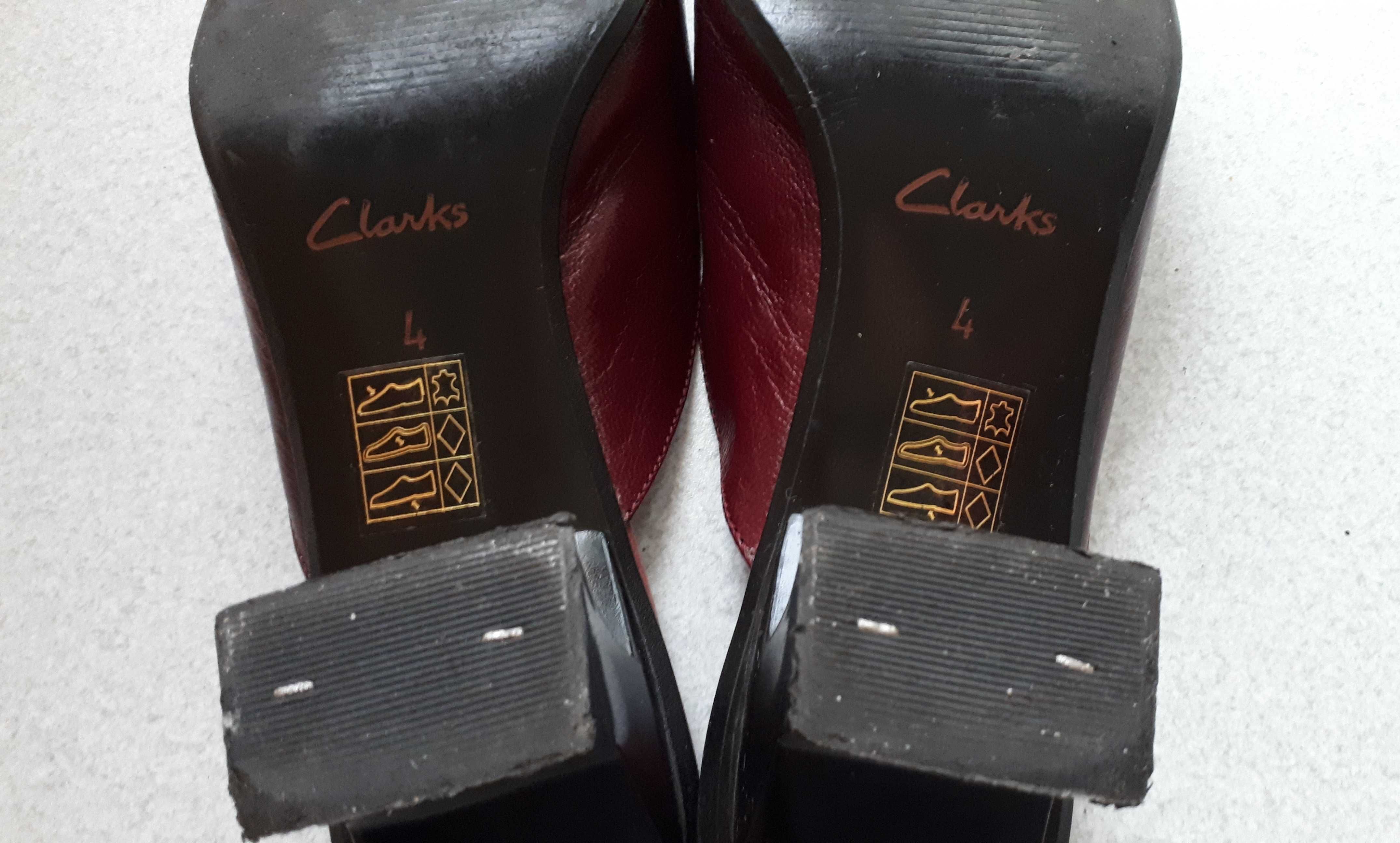 klapki damskie Clarks skórzane burgund 37 buty skóra naturalna