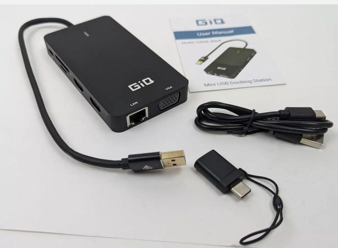 GIQ Hub USB C USB 3.0 na podwójny HDMI VGA Y521