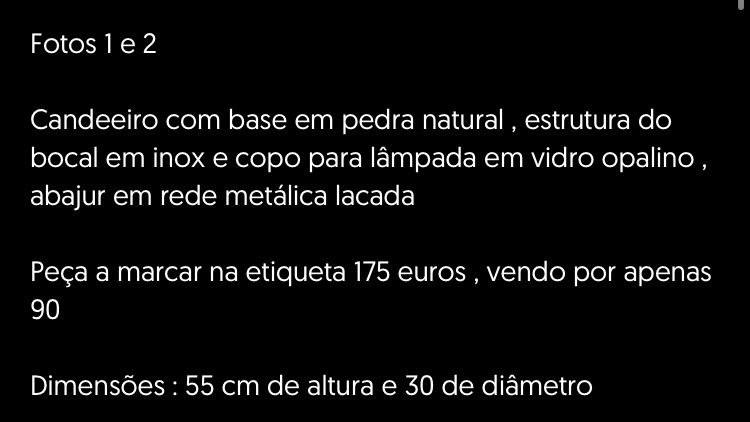 Candeeiro NOVO (3 a estrear) 1 de antiquario