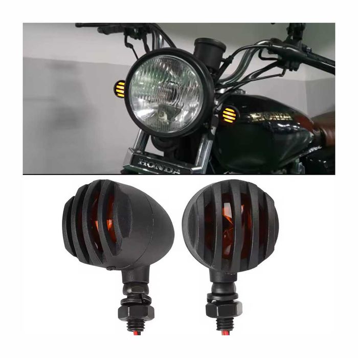 Par piscas LED retro metal - Estilo cafe racer luz de presença
