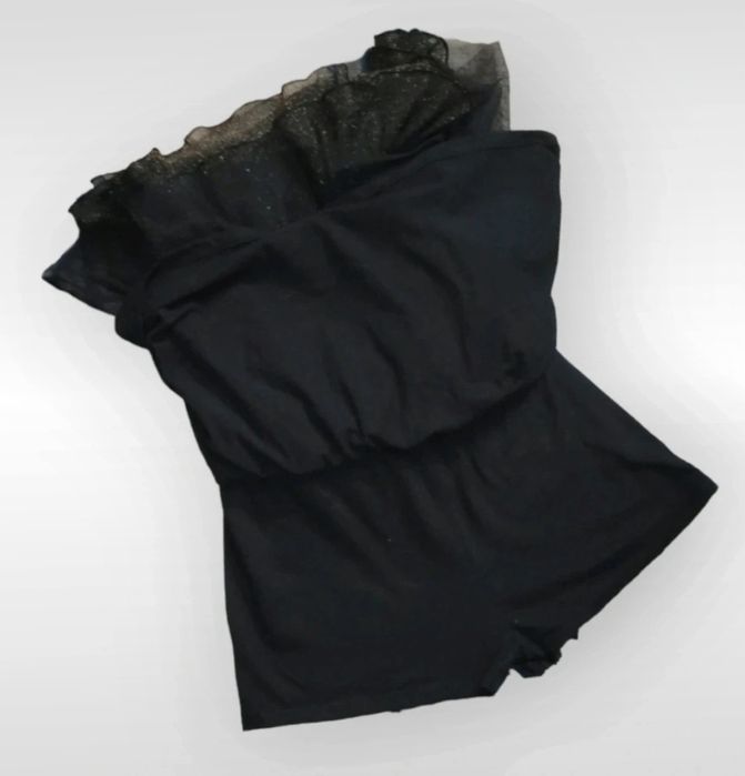 Brokatowa czarna spódniczka tiulowa 10lat halloween