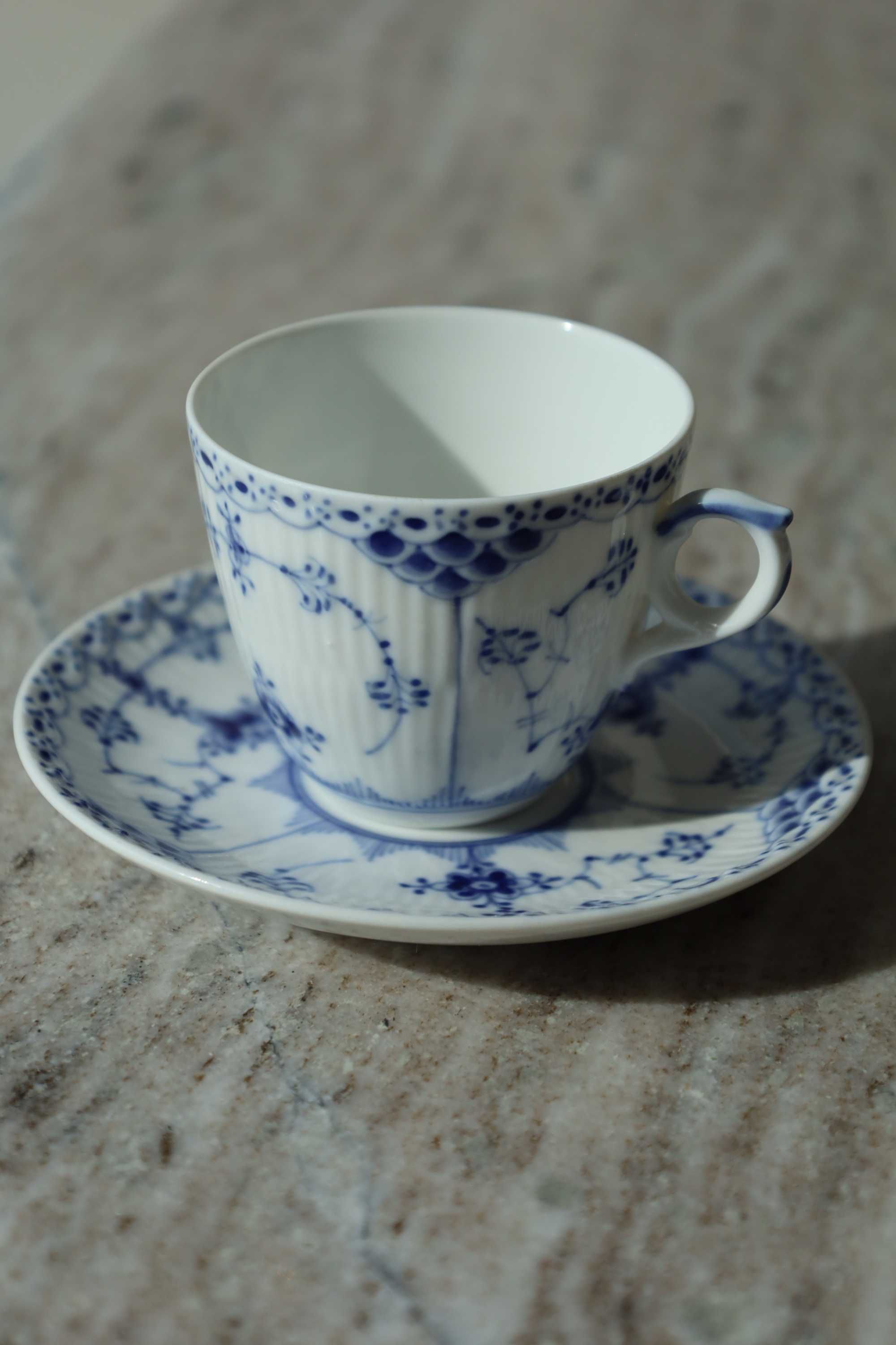 filiżanka duo Royal Copenhagen Blue Fluted stara porcelana