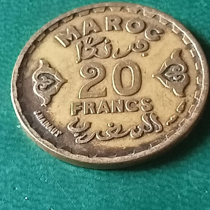 diram moeda marrocos  20 francos 1371
