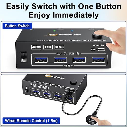 MLEEDA Przełącznik KVM HDMI 2 Monitory 2 Komputery 4K 60Hz